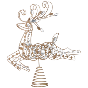 Crystal & Wire Reindeer Treetopper - 13 Inch