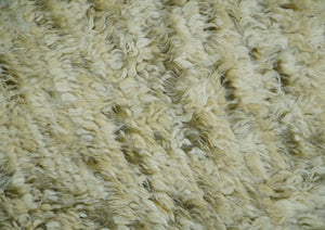 Plush Beni Ourain 12.5x15 Ivory and Moss Olive Moroccan Rug Made with fine Wool
