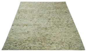 Plush Beni Ourain 12.5x15 Ivory and Moss Olive Moroccan Rug Made with fine Wool