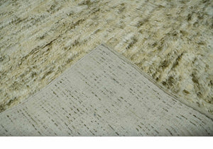 Plush Beni Ourain 12.5x15 Ivory and Moss Olive Moroccan Rug Made with fine Wool