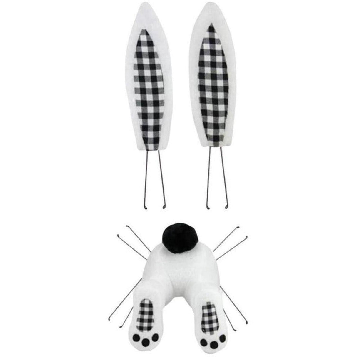 Plush Bunny Wreath Accent: Black & White