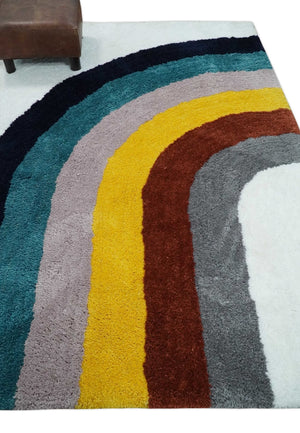 Plush Rainbow Kids, Nursery and Playroom Rug, 3x5, 4x6 and 5x7 Hand Woven Shag