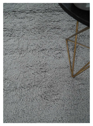 Gray Modern Solid Design Hand Woven Wool Area Rug
