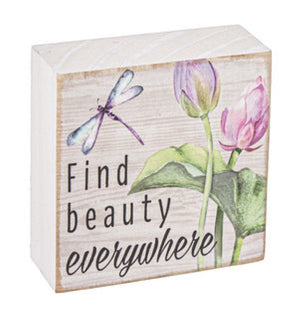 Watercolor Lilies Sign  Block -  Live Life