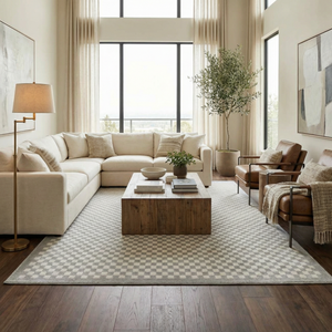 Gaiwan Cream Gray Washable Area Rug