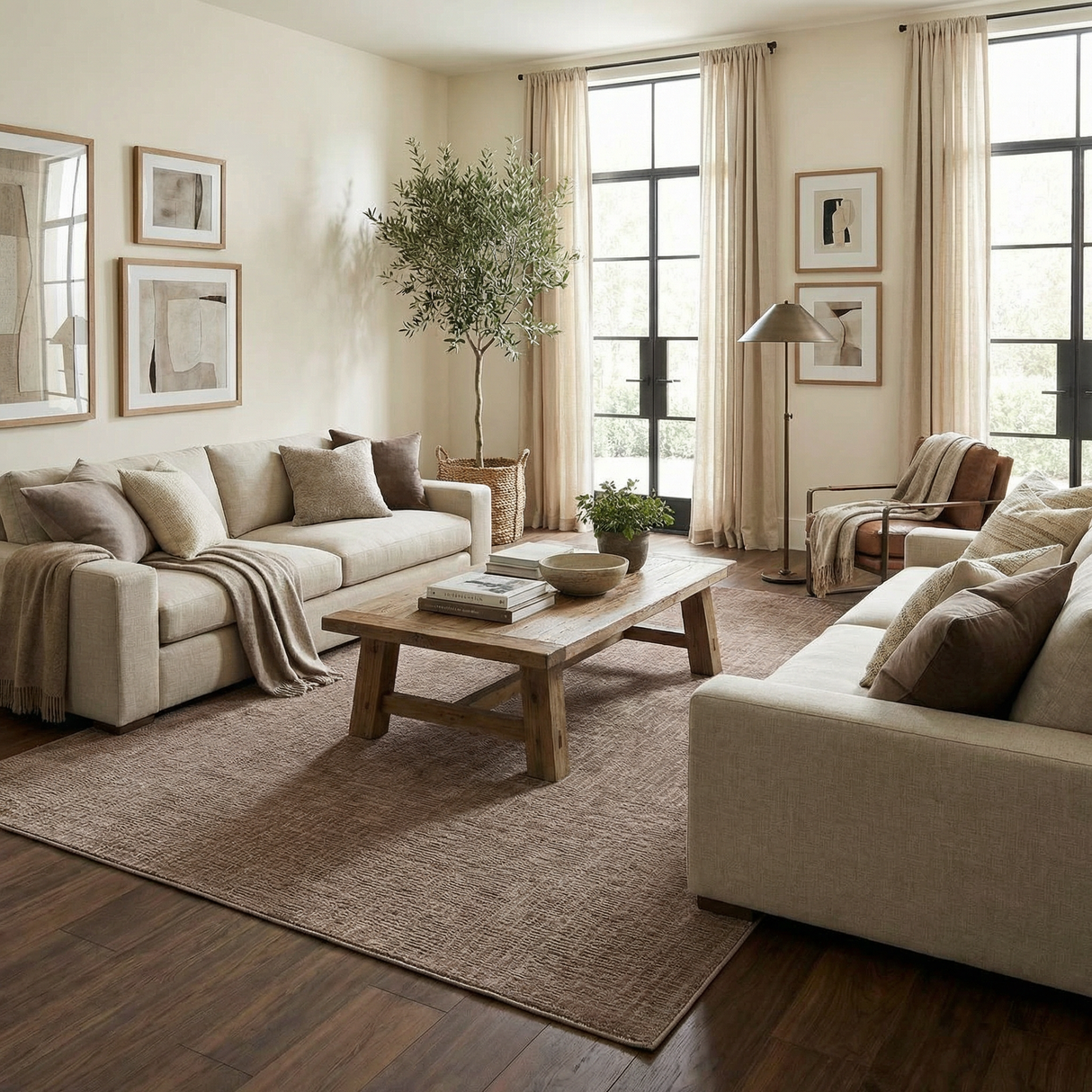 Leanna Light Brown Washable Area Rug