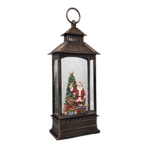 Lighted Spinning Waterglobe Lantern - Santa Delivering Gifts