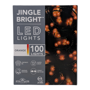 Jingle Bright 100 LED Light Set - Orange - Green Wire