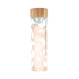 Blair white leaf pattern glass travel infuser mug