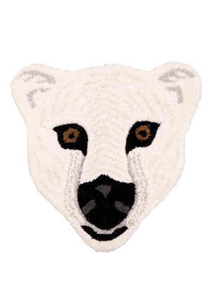 Polar Bear Pattern Ivory And Black Hand Tufted 1x1 Wool Area Rug