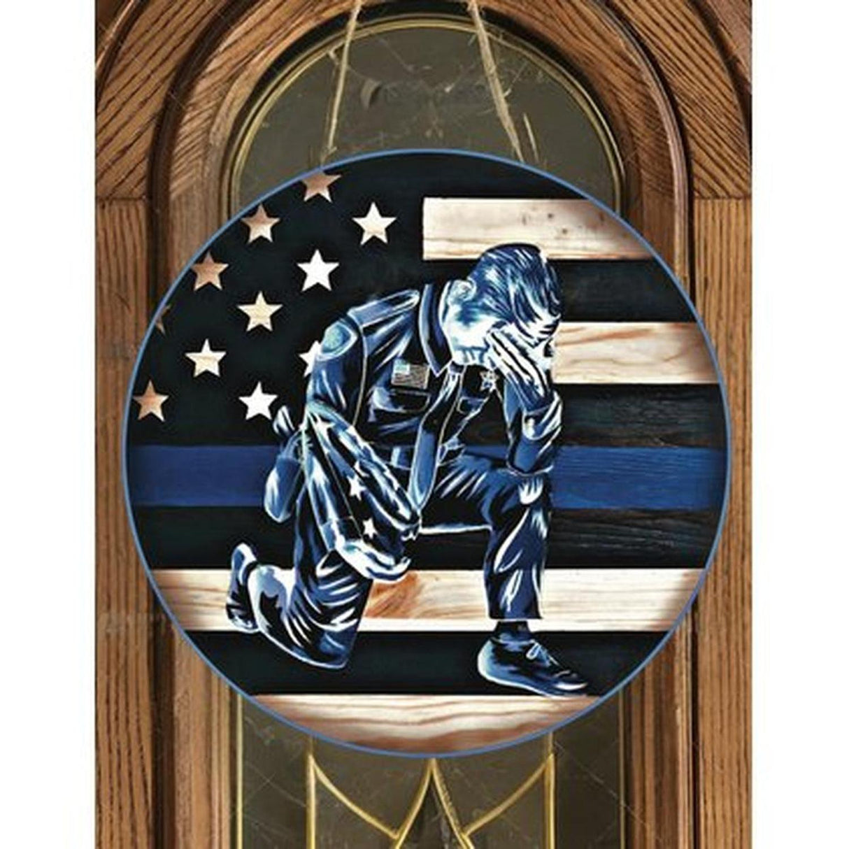 Police Officer Thin Blue Line Round Sign