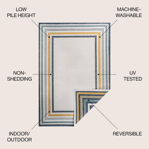 Pollux Classic Coastal Mitred Stripe Reversible Machine - Washable Indoor/Outdoor Area Rug - Tuesday Morning - Area Rugs
