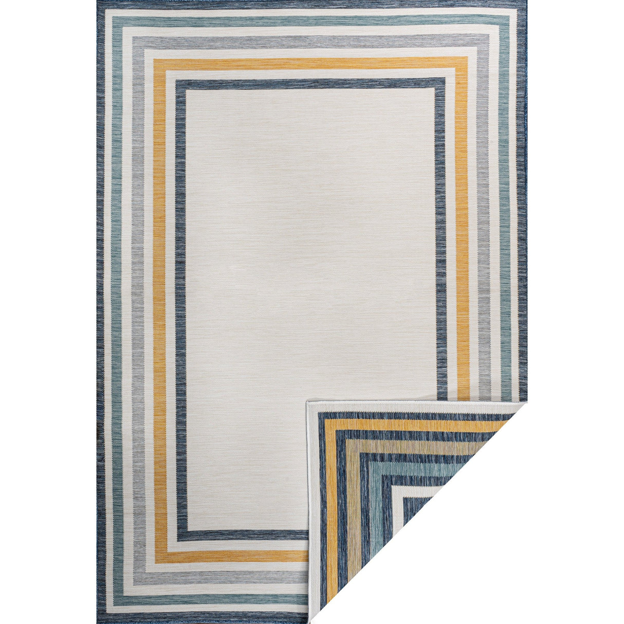 Pollux Classic Coastal Mitred Stripe Reversible Machine - Washable Indoor/Outdoor Area Rug - Tuesday Morning - Area Rugs