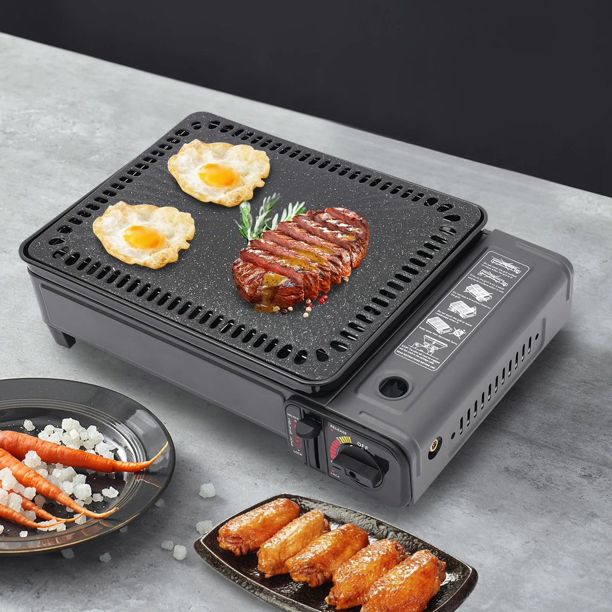 Portable Butane Grill Stove with Grill Net Outdoor Camping Traveling Trekking BBQ