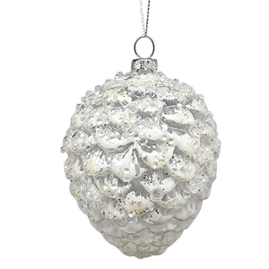 Glass Frosted Pinecone Ornament -