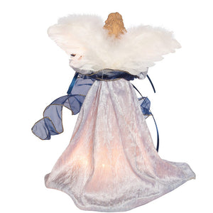 10-Light Indigo Blue With Gold Trim Angel Treetop - 12 Inch