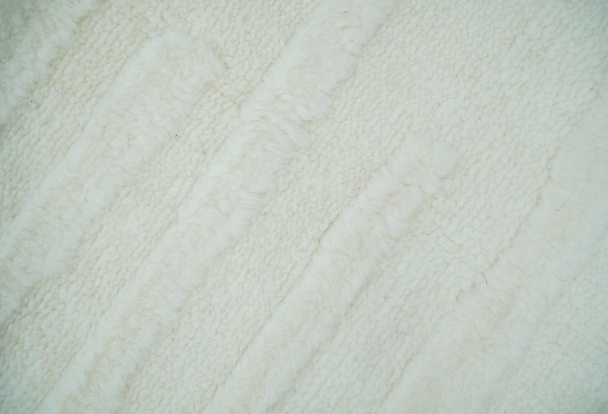 Premium 8x10 carved Texture Ivory hand knotted wool Area rug