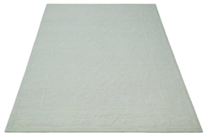 Premium 8x10 carved Texture Ivory Traditional hand knotted wool Area rug