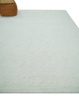 Premium 8x10 carved Texture Ivory Traditional hand knotted wool Area rug