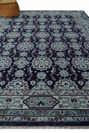Premium Antique Style Silver, Gray and Black Hand knotted Traditional wool Area Rug