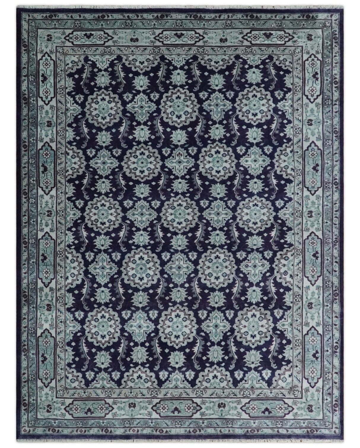 Premium Antique Style Silver, Gray and Black Hand knotted Traditional wool Area Rug
