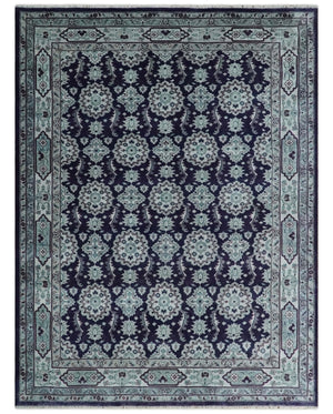 Premium Antique Style Silver, Gray and Black Hand knotted Traditional wool Area Rug
