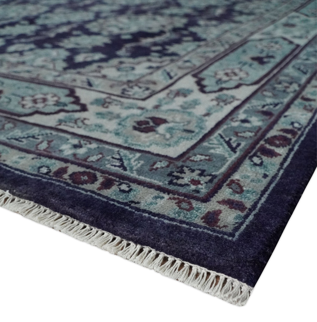 Premium Antique Style Silver, Gray and Black Hand knotted Traditional wool Area Rug