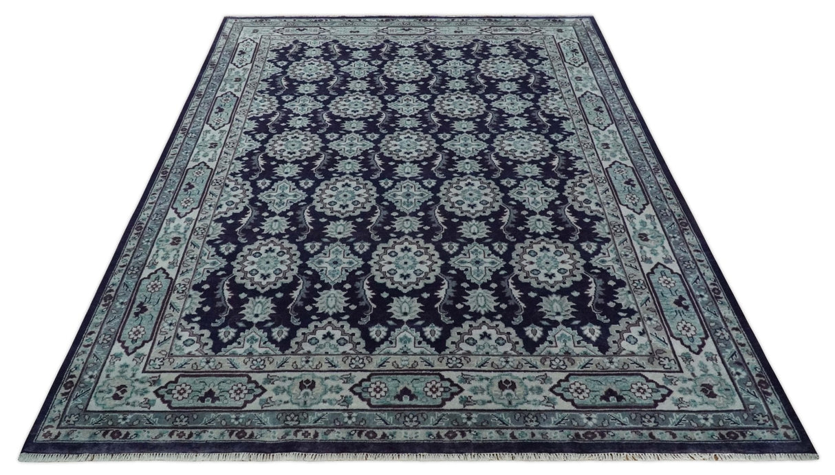 Premium Antique Style Silver, Gray and Black Hand knotted Traditional wool Area Rug