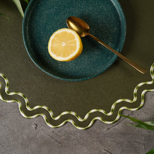 Elysian Dark Green Round Faux Leather Placemat