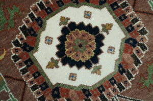 Premium Fine 9x12 Rust, Ivory and Olive Hand Knotted wool area rug