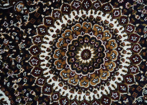 Premium Look 5x7 Black, Ivory and Brown Heriz Medallion Pattern Area Rug