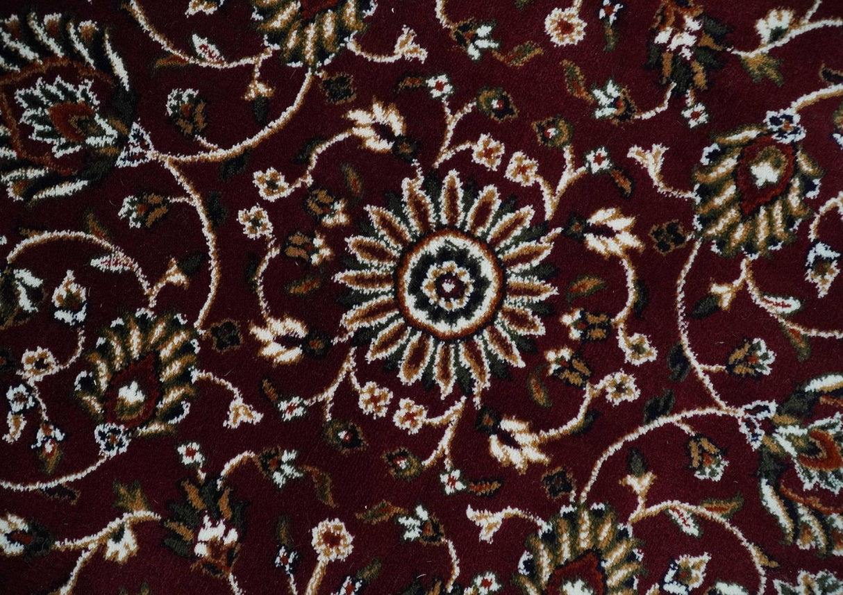Premium Look 5x7 Woven Maroon and Ivory Traditional Pattern Area Rug