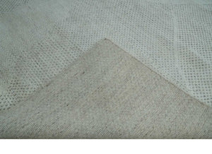 Premium look Solid Ivory Antique carved Design 9x12 Hand knotted wool Area Rug