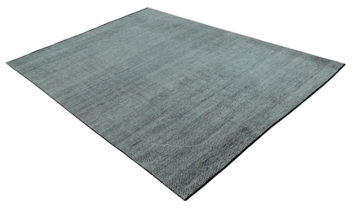 Premium Silver, gray and charcoal Contemporary Design 9x12 Hand knotted wool Area Rug