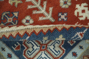 Premium Style Rust, Blue and Beige Hand Knotted Traditional Heriz wool Area Rug