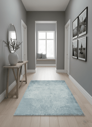 Premium Style Silver and Gray Traditional Medallion 5x8 Hand loom Viscose Area Rug