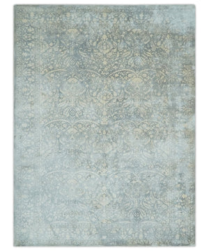 Premium Style Traditional Large Design Gray, Silver and Beige 5.6x7.9 Viscose Area Rug