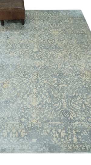 Premium Style Traditional Large Design Gray, Silver and Beige 5.6x7.9 Viscose Area Rug