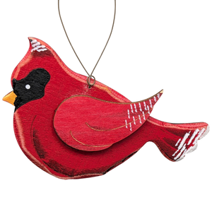 Ruby's Cardinal Grace: Hand-Painted Plywood Ornament