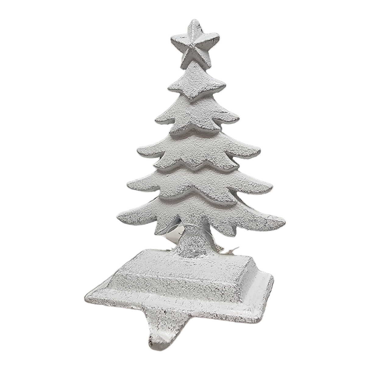 Iron Rustic Tree Stocking Holder - White