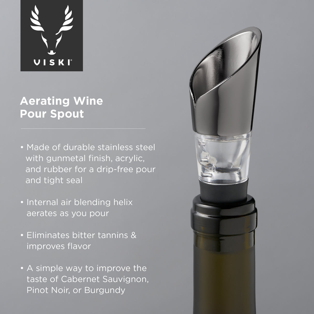 Gunmetal aerating pour spout by viski®