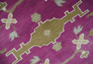 Purple, Ivory and Olive Traditional Hand knotted Oriental Oushak 9x12 wool Area Rug