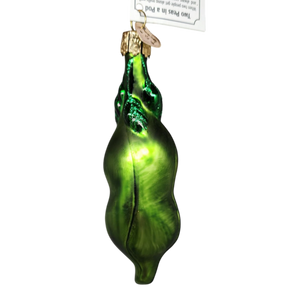 Two Peas In A Pod Glass Ornament