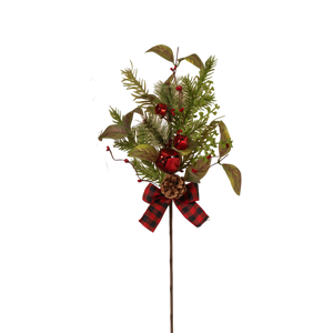 Pine & Berry Pick with Plaid Bow -