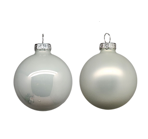 Glass 2.4" Ornaments - 10 piece Set - Winter White