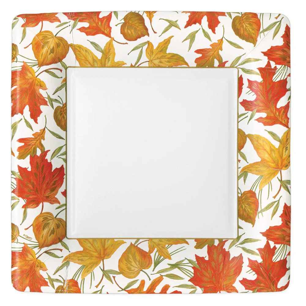 Caspari Woodland Leaves Dinner Plates - Ivory