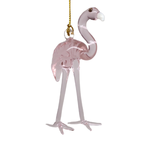 Long Legged Pink Flamingo Egyptian Glass Ornament