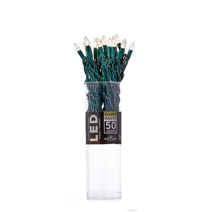 50-Light C3 Diamond Warm White LED Green Wire Light Set