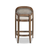 Pyrla 26" Upholstered Counter Stool with Curved Cane Back and Wood Legs - Counter Stools