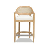 Pyrla 26" Upholstered Counter Stool with Curved Cane Back and Wood Legs